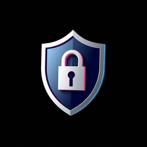 Icon representing robust data security measures, with a shield and lock motif