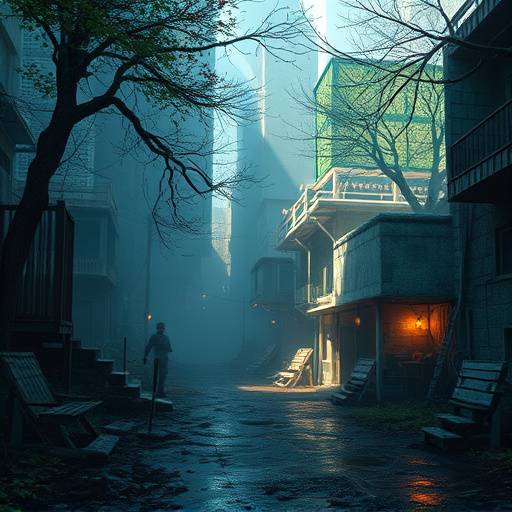 Screenshot of a game environment showcasing incredible detail in textures, lighting, and atmospheric effects